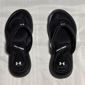 Under Armour Black Flip Flops with Logo